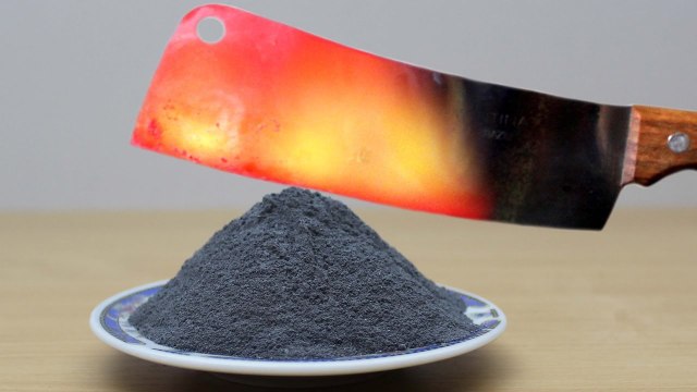 EXPERIMENT Glowing 1000 degree MEAT CHOPPER vs GUNPOWDER (100 Grams)