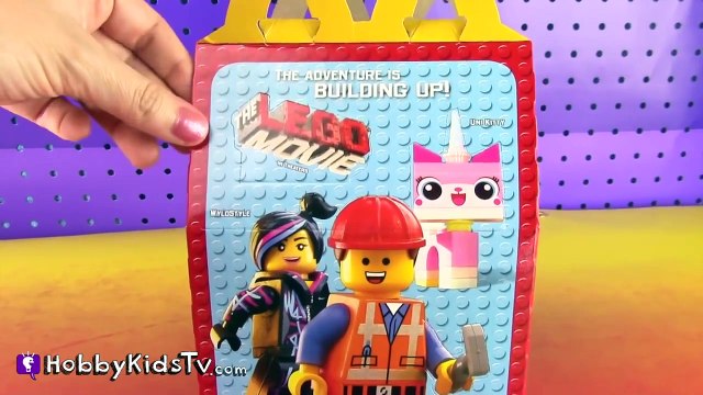 LEGO Movie McDonalds 3D Happy Meal Box, Action Cups! Batman, Metal Beard, Emmet, Lucy Toy Review