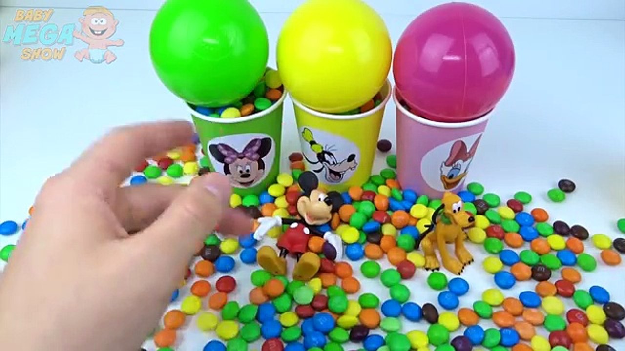Balls and Cups Toys Mickey Mouse Donald Duck Pluto the Pup Disney Candy Skittles M&Ms Learn Colours