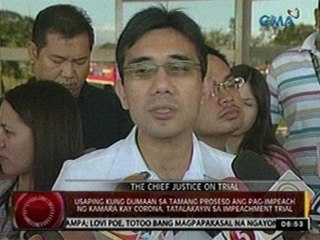 Usapin kung dumaan sa tamang proseso ang pag-impeach kay Corona tatalakayin sa Impeachment Trial
