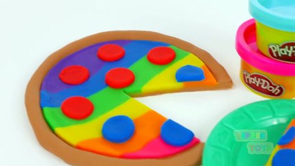 How to Make Play Doh Rainbow Pizza Play Dough FOOD Video For Kids YUMMY