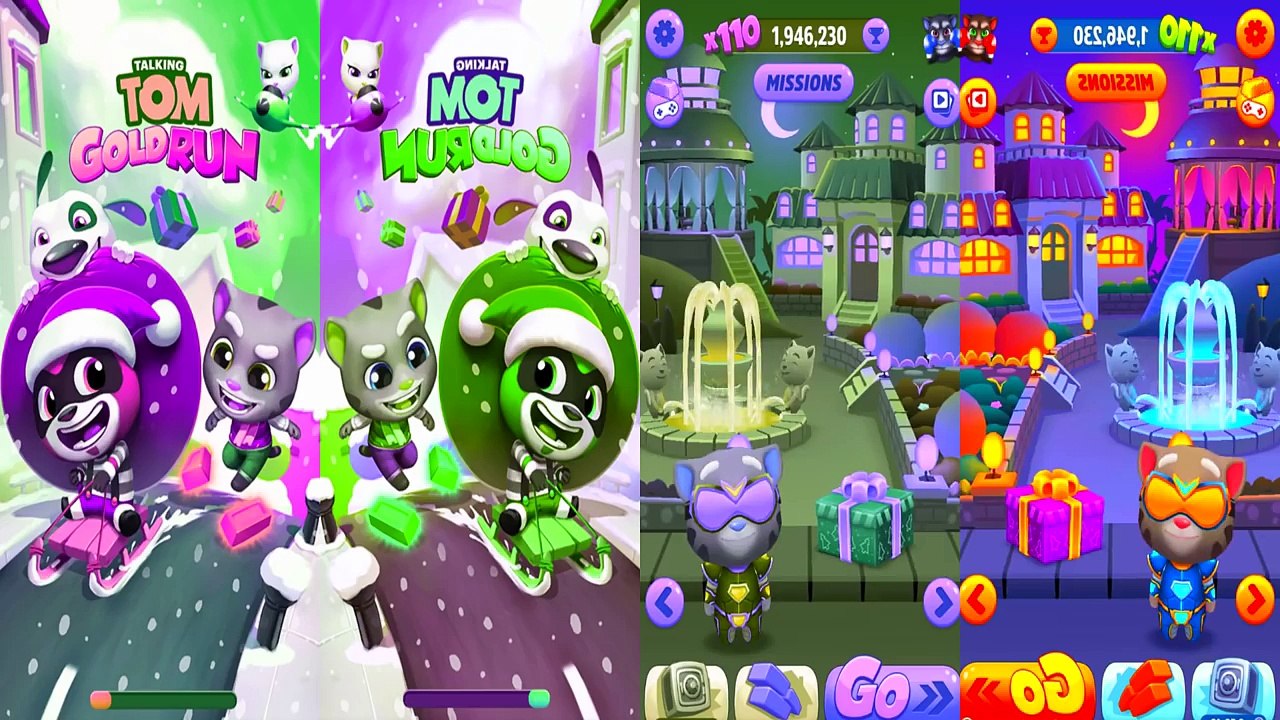 Animation video For Kids Talking Tom Gold Run Christmas 2017 Normal VS Reverse Colours Reaction