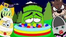 On Halloween Ball Pit Surprise Eggs Mummy Frankenstein Werewolf Monster Witch Vampire #Animation