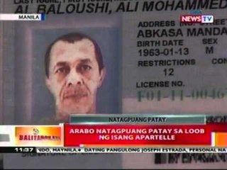 BT: Arabo natagpuang patay sa   loob ng isang apartelle (Manila)