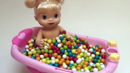 Baby Doll Baby Alive BathTime Gum Balls Bath with Surprise Toys Babies Toy Videos