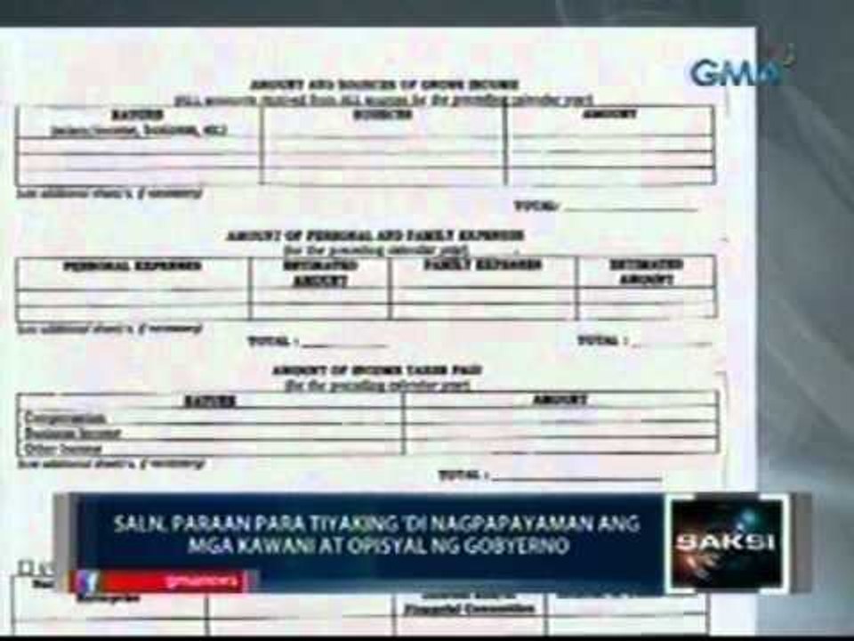 Saksi: SALN, paraan para   tiyaking 'di nagpapayaman ang   mga kawani at opisyal ng   gobyerno