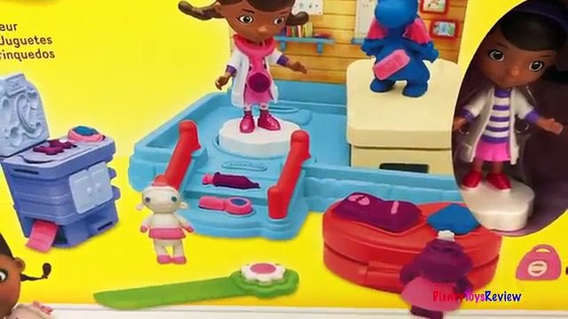 PLAY DOH DOC MCSTUFFINS DOCS CLINIC STUFFIE LAMBIE HALLIE WITH BOOK MOLDS STETHOSCOPE OTOSCOPE