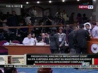OC: Prosekusyon, hiniling na ipa-subpoena ang 4 na mahistrado kaugnay ng Art. 3 ng complaint