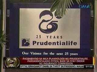 24 Oras: Pagbabayad sa mga   planholder ng PrudentialLife,   pansamantalang ititigil