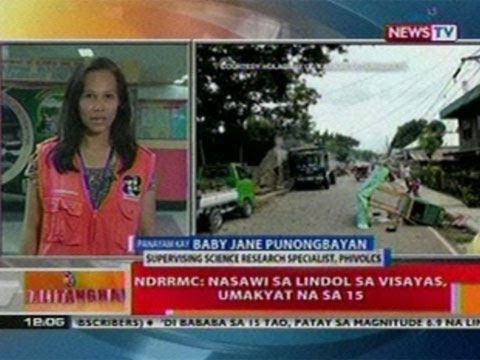 BT: NDRRMC: Nasawi sa lindol sa   Visayas, umakyat na sa 15