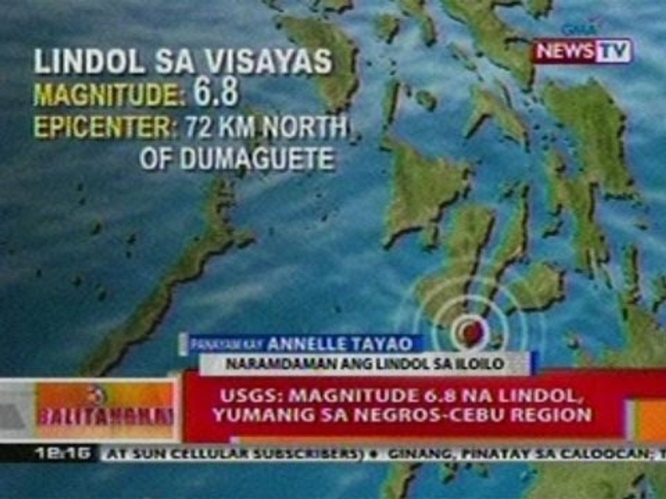 BT: USGS: Magnitude 6.8 na lindol, yumanig sa Negros-Cebu Region
