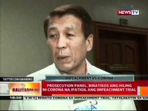 BT: Mosyon para ipatigil ang impeachment trial, inihain ng kampo ni Corona sa Korte Suprema