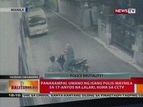 BT: Pananampal umano ng isang pulis-Maynila sa 17-anyos na lalaki, kuha sa CCTV