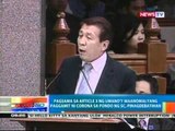 Pagsama ng Art. 3 ng umano'y maanomalyang paggamit ni Corona sa pondo ng S.C., pinagdebatihan