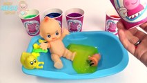 Baby Doll Colours Slime Bath Time For Children Kids Baby Peppa Pig Clay Slime Learn Colors