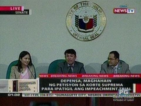 OC: Depensa, maghahain ng petisyon sa SC para ipatigil ang impeachment trial