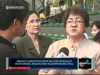 Saksi: Mahigit 3,000 estudyante ng Fort   Bonifacio High School, nagsagawa ng earthquake   drill