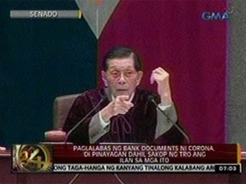 Paglalabas ng Bank Documents ni Corona, 'di pinayagan dahil sakop ng TRO ang ilan sa mga ito