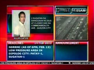 DB: 2 sugatan sa banggaan ng bus at closed van sa Commonwealth Ave., QC (021412)