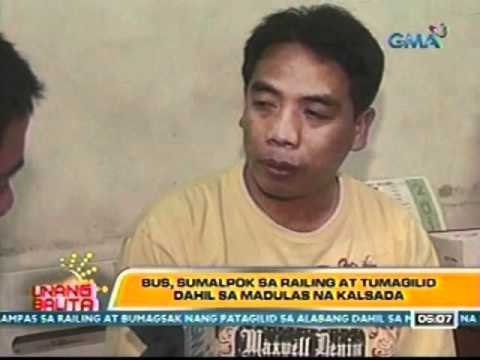 UB: Bus, sumalpok sa railing at tumagilid dahil sa madulas na kalsada sa Alabang (021412)