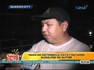 UB: Rider ng motorsiklo, patay matapos sumalpok sa gutter sa QC (021412)