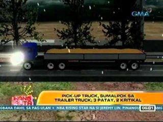 UB: Pick-up truck, sumalpok sa trailer truck sa Batangas; 3 patay, 2 kritikal (021712)