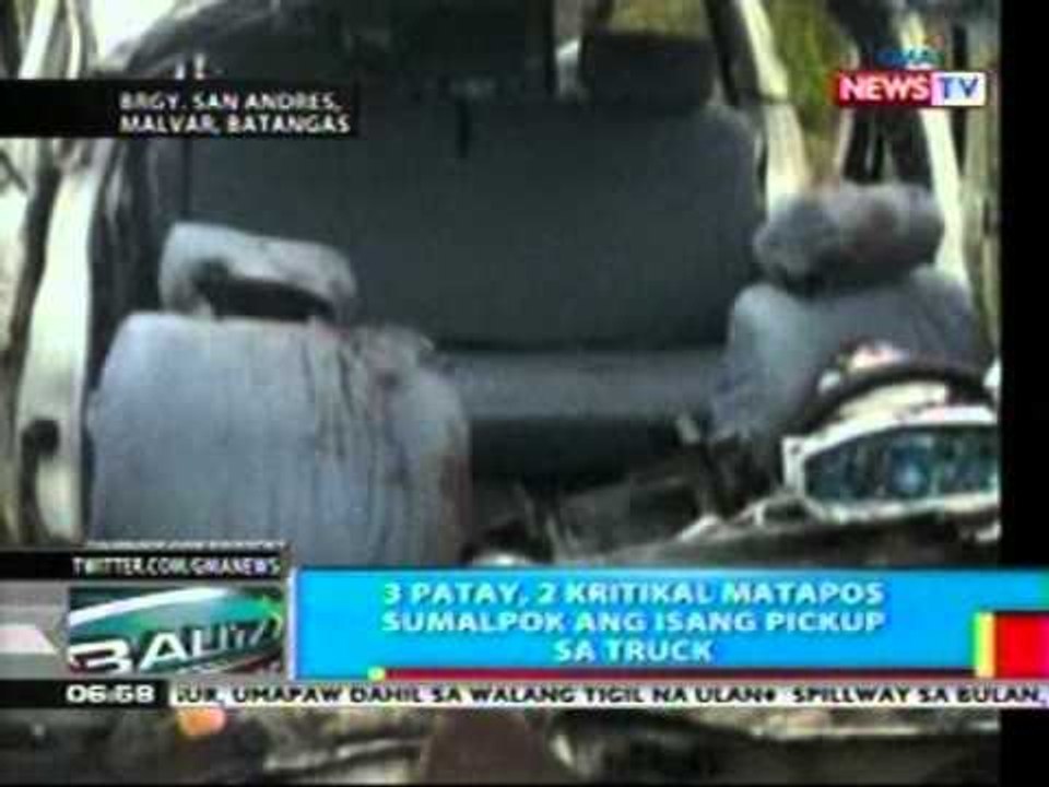 BP: 3 patay, 2 kritikal matapos   sumalpok ang isang pickup sa truck