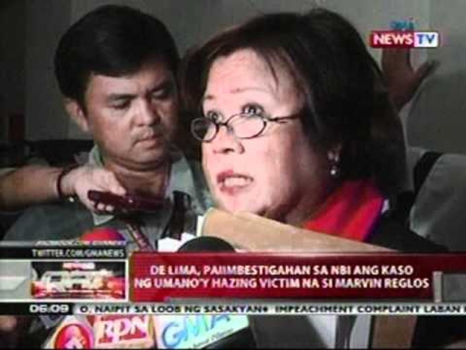 QRT: De Lima, paiimbestigahan sa NBI ang kaso ng hazing victim na si Marvin Reglos