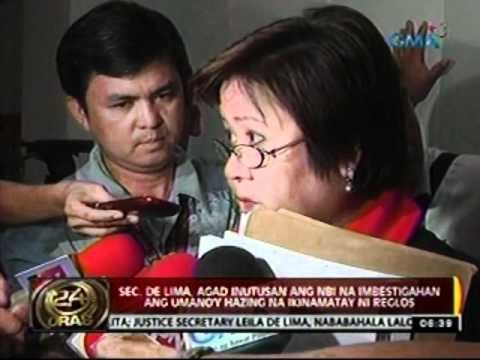Sec. De Lima, nabahalang kaalyado ng kanyang Sorority ang Fraternity na nadawit sa umano'y hazing