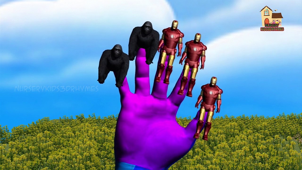 Finger family nursery 3d English rhymes | Iron Man Vs Gorilla | Kids Song