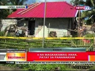 BT:  4 na magkakamag-anak sa Quezon,   patay sa pananaksak
