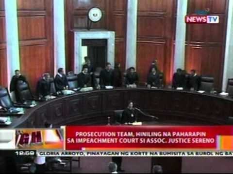 BT: Prosecution team, hiniling na paharapin sa impeachment court si Assoc. Justice Sereno