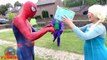 FROZEN Elsa WATER BALLOONS! Spiderman Bad Joker Dad! w/ Elsa Spiderman Prank! Funny Superhero Video