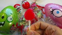Lollipops Surprise Party in My Tummy with Angry Birds Vs Kinder Surprise Eggs Learn Sizes