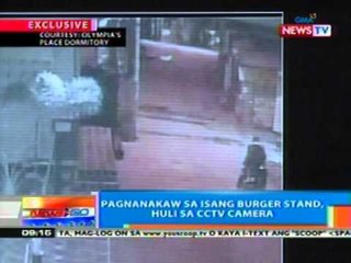 NTG: EXCLUSIVE: Pagnanakaw sa isang burger stand sa Valenzuela, huli sa CCTV (030812)