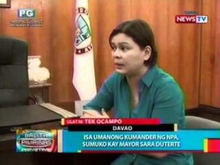 BP: Isa umanong kumander ng NPA,   sumuko kay Mayor Sara Duterte