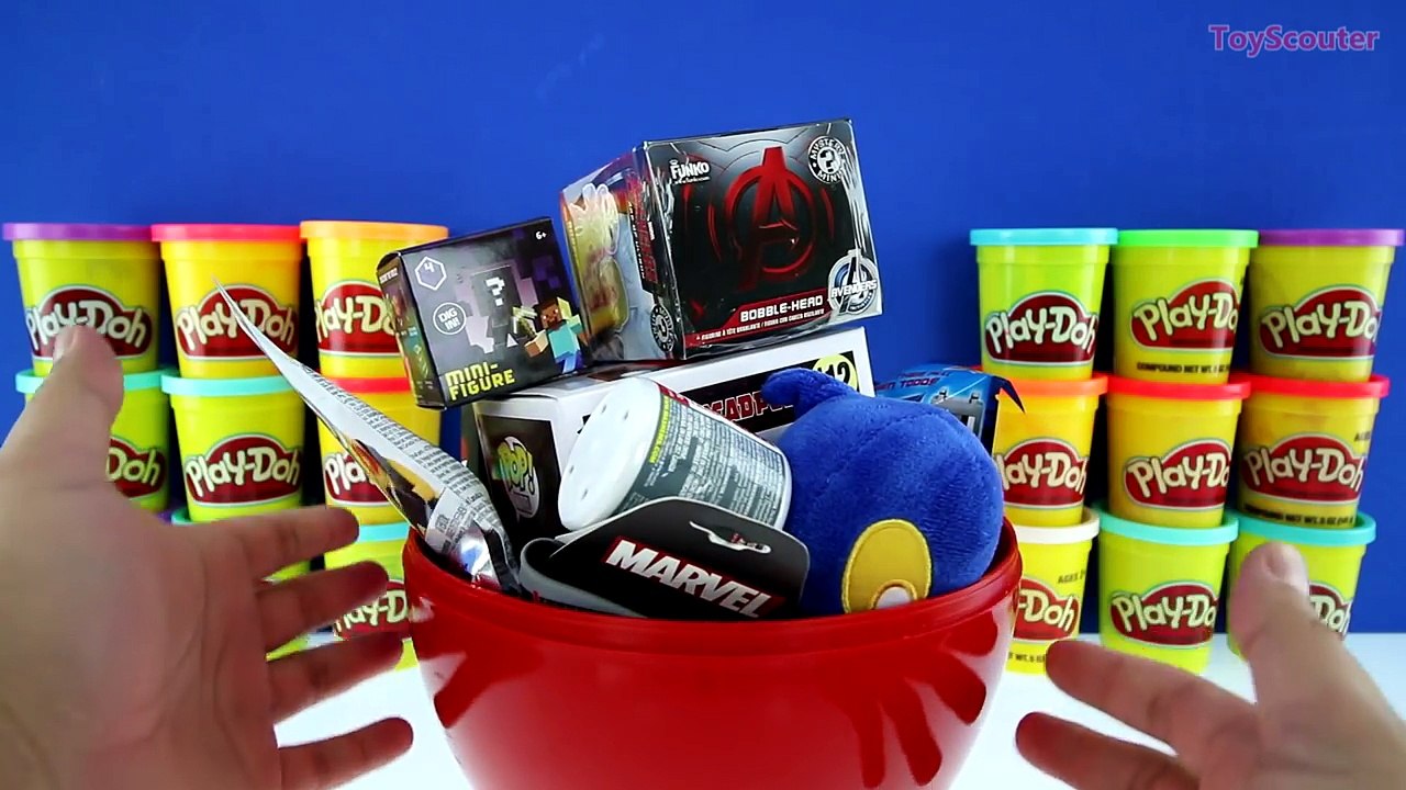 GIANT DEADPOOL Surprise Egg Play Doh - Marvel Toys Funko Pop WWE Transformers