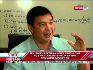 SONA: Sen. Ralph Recto na noo'y nagsulong ng E-Vat Law, nais ibalik sa 10% ang VAT