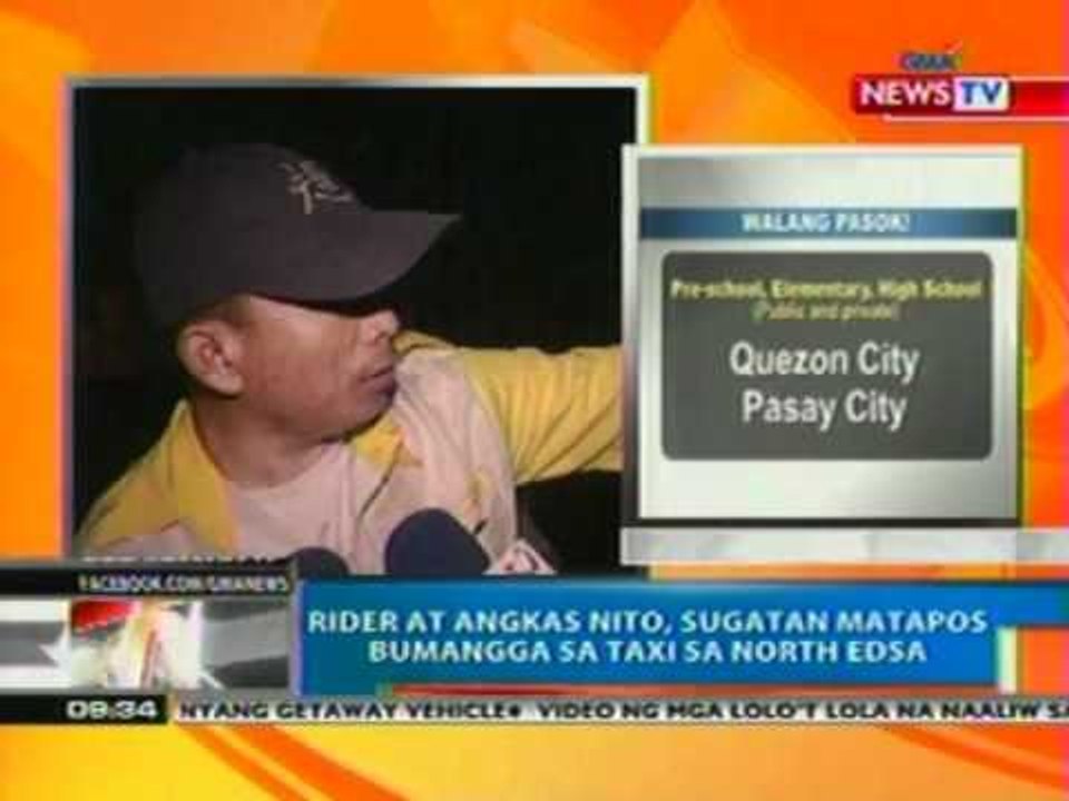 NTG: Rider at angkas nito, sugatan matapos bumangga sa taxi sa North EDSA (031512)