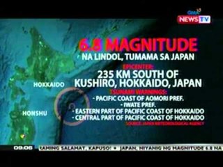 SONA: Japan, tinamaan ng 6.8 magnitude na lindol