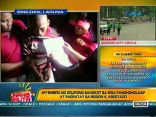 UB: Miyembro ng grupong sangkot sa mga panghoholdap at pagpatay sa Region 4, arestado (031512)