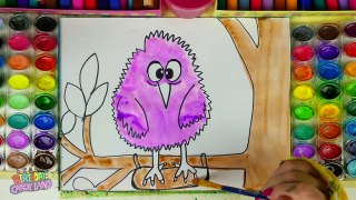 Learn Colors for Kids and Hand Color Watercolor Bird on Tree Coloring Pages