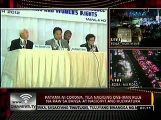 Patama ni Corona, tila nagiging one-man rule na raw sa bansa at nagigipit ang hudikatura