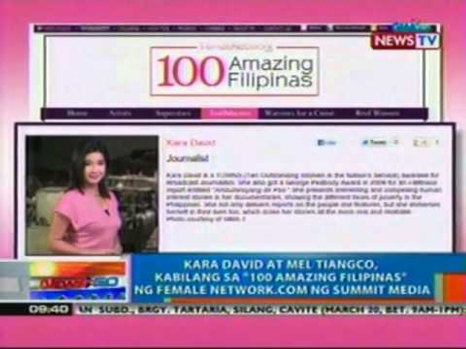 NTG: Kara David at Mel Tiangco, kabilang sa '100 Amazing Filipinas' ng Female Network.com (032012)