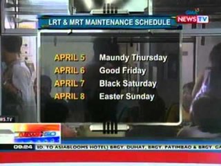 NTG: LRT at MRT, tigil-operasyon sa April 5-8, 2012 para sa kanilang yearly maintenance (032212)