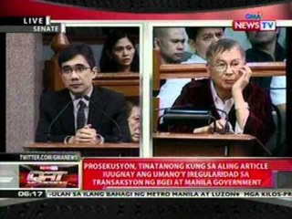 Dating Manila Mayor Lito Atienza,   sumasailalim sa clarificatory   questioning