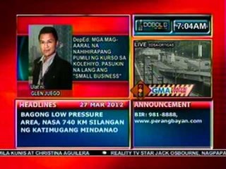 DB: Mga nahihirapang pumili ng kurso sa Kolehiyo, pasukin na lang ang 'small business' (032712)