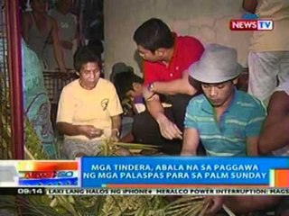 NTG: Mga tindera, abala na sa paggawa ng mga palaspas para sa Palm Sunday (032912)