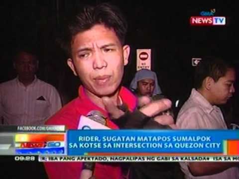 NTG: Rider, sugatan matapos sumalpok sa kotse sa intersection sa QC (032912)