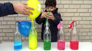 Learn Colors with Easy Science Experiments for Kids BALLOON BLOW UP with Baking Soda and Vinegar